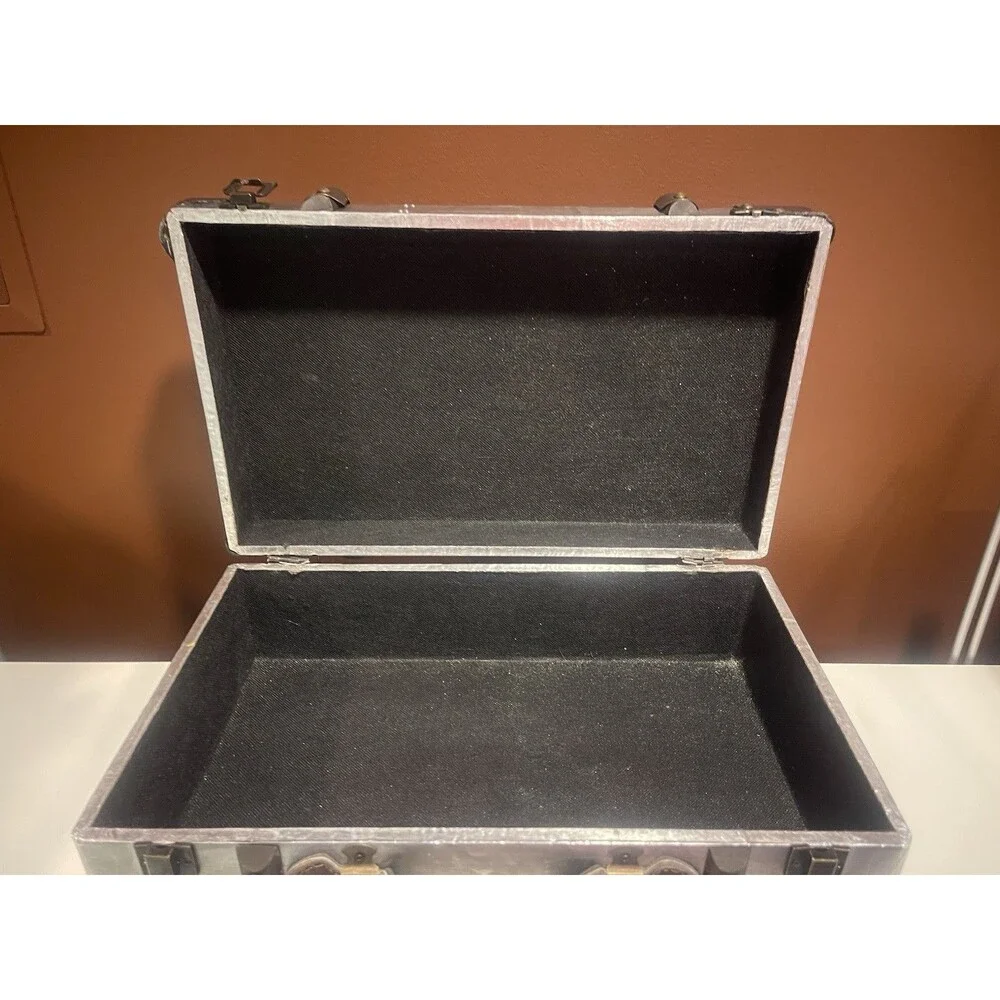 Vintage Style Aluminum Fiberboard Storage Case Suitcase Decor Toy Chest 15x9x5”
